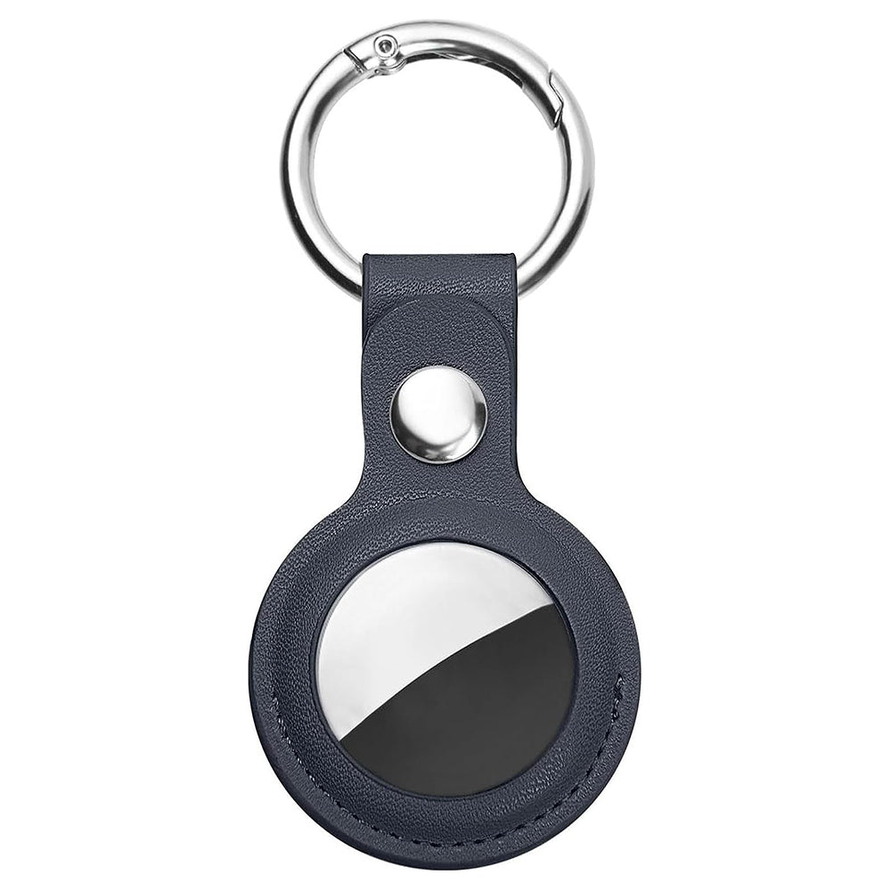 Secure Leather Holder (SLH1) - Apple AirTag Case, with Metal Ring - Blue