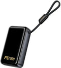 Hoco Q54 Shine Power Bank 20.000mah 45W με 2 Θύρες και Ενσωματωμένο Καλώδιο Type-C Μαύρο